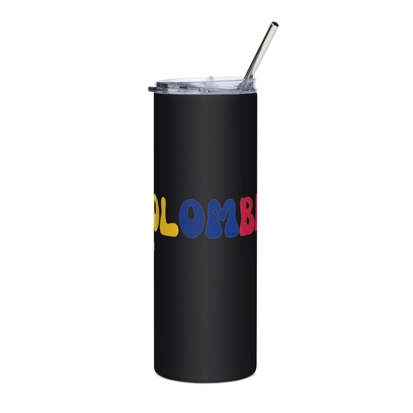 Black Colombia Stainless Steel Tumbler – Insulated Travel Cup with Straw